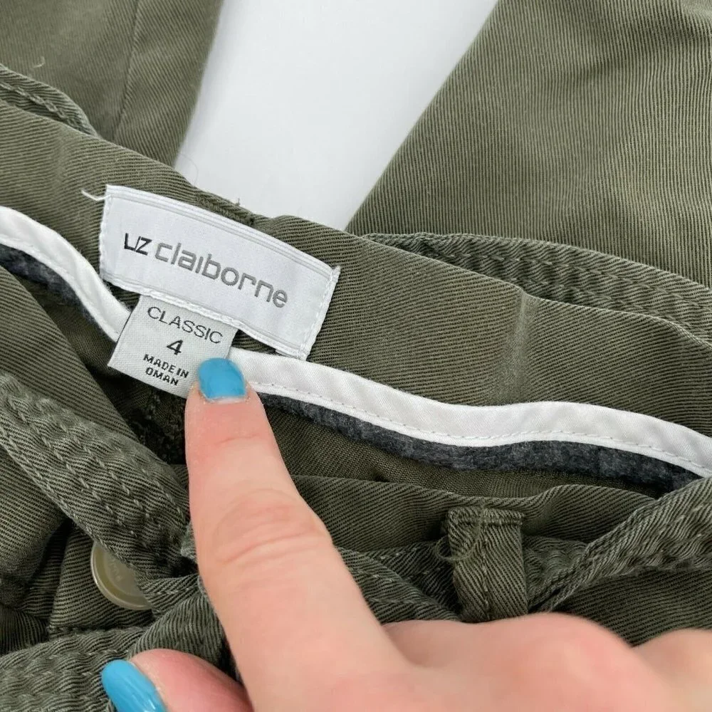Liz Claiborne Pants 4 Womens Classic Paper Bag Self Tie Ladies Green Lyocell